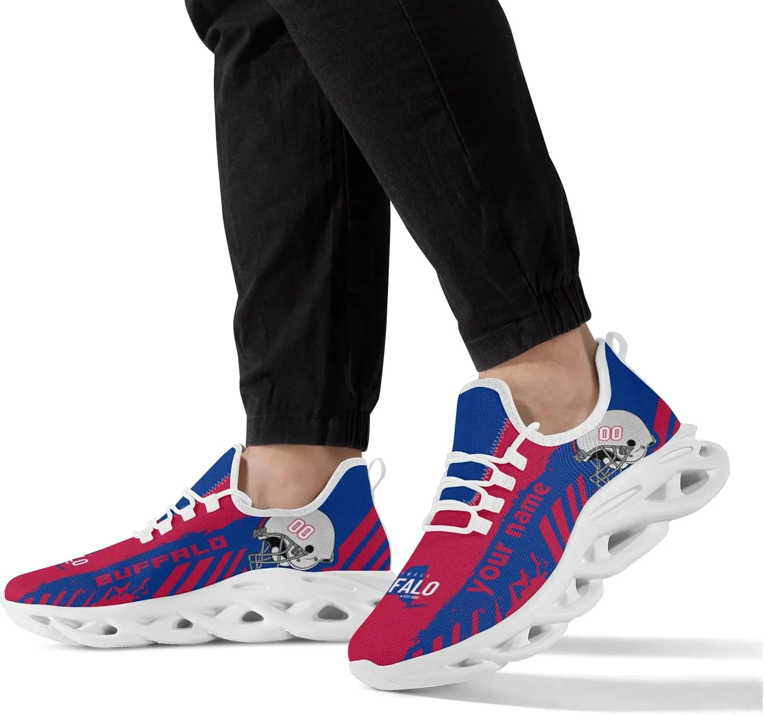Men's Custom Football Flex Control Sneakers Personalized Breathable Fan Gift Name Number Workout Athletic Gym Slip-on Shoes