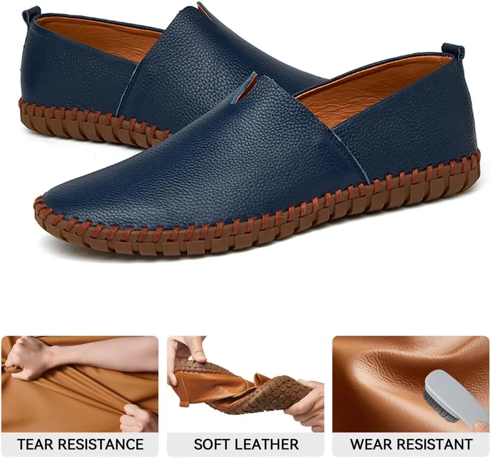 Men's Driving Loafers Leather Casual Slip On Shoes