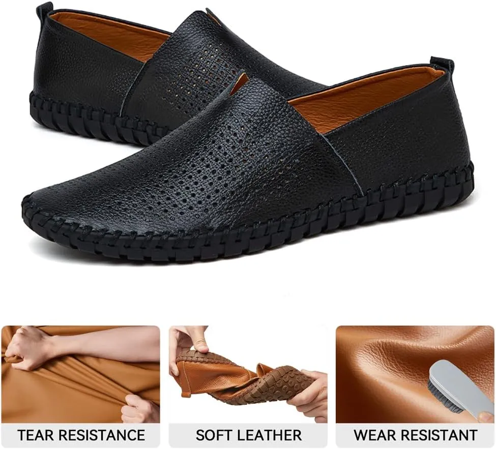 Men's Driving Loafers Leather Casual Slip On Shoes
