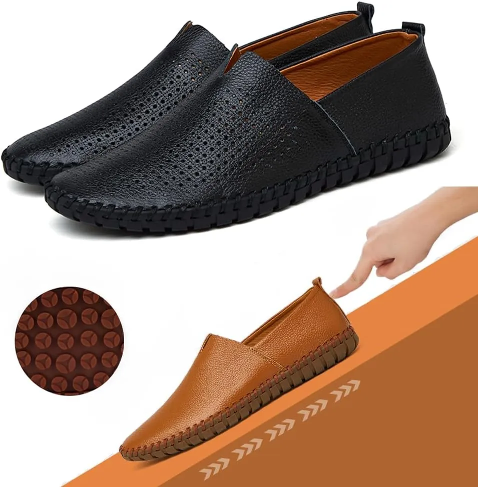 Men's Driving Loafers Leather Casual Slip On Shoes