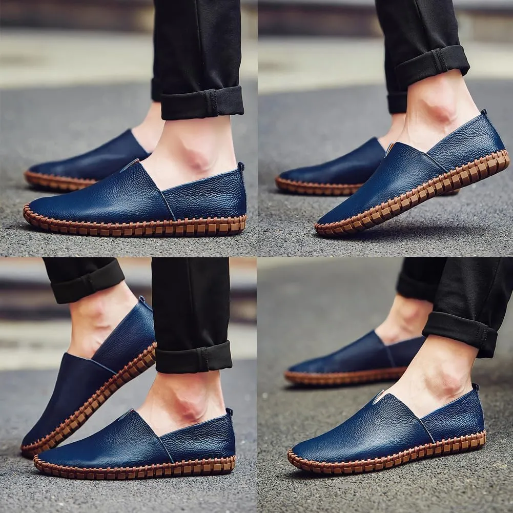 Men's Driving Loafers Leather Casual Slip On Shoes