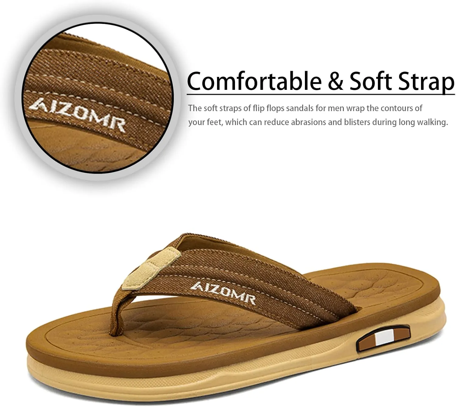 Men's Flip Flop Beach Thongs Sandals Durable Comfort Slippers Quick-Dry Flip-Flop Slides Indoor and Outdoor Comfort Ultra Soft Footbed