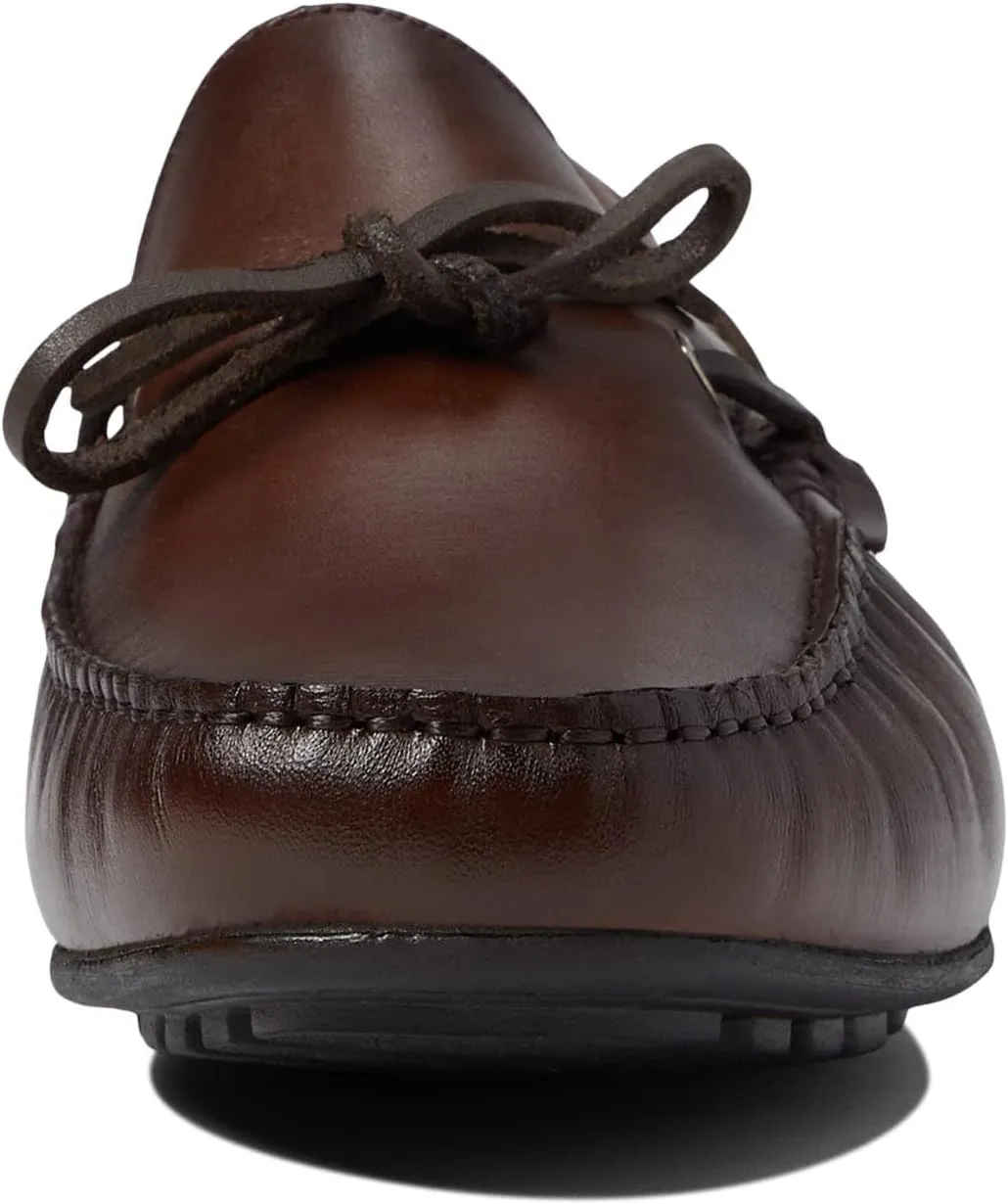 Men's Genuine Leather Casual Slip on Tie-Bow Loafers