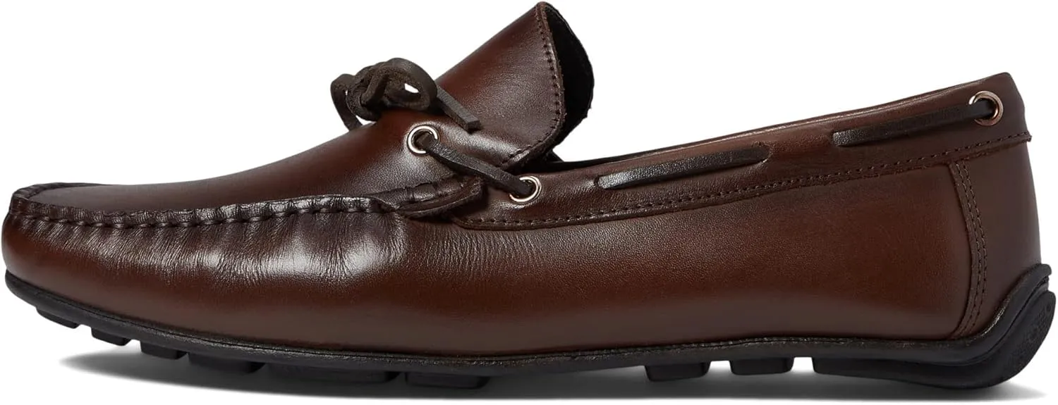 Men's Genuine Leather Casual Slip on Tie-Bow Loafers