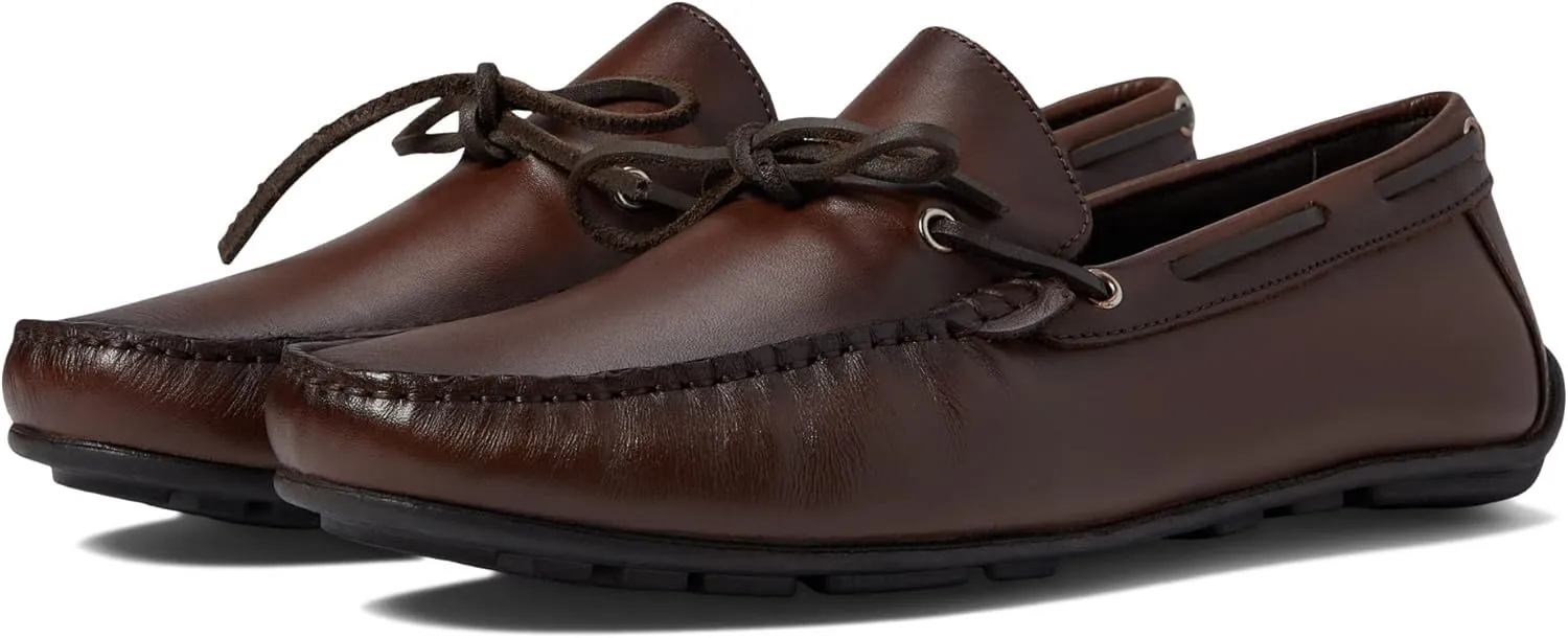 Men's Genuine Leather Casual Slip on Tie-Bow Loafers