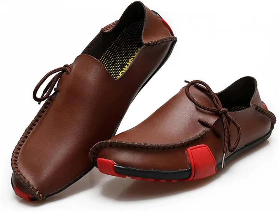 Men's Genuine Leather Slipper Loafers Flat Shoes Slip-Ons