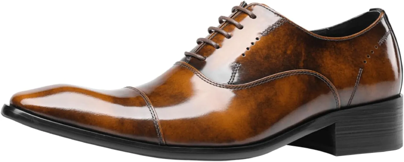 Men's Handcrafted Oxford Dress Shoes | Genuine Leather Brogue Derby for Business/Wedding/Tuxedo | Cushioned Outsole Formal Shoes | Prom & Casual Luxury Footwear