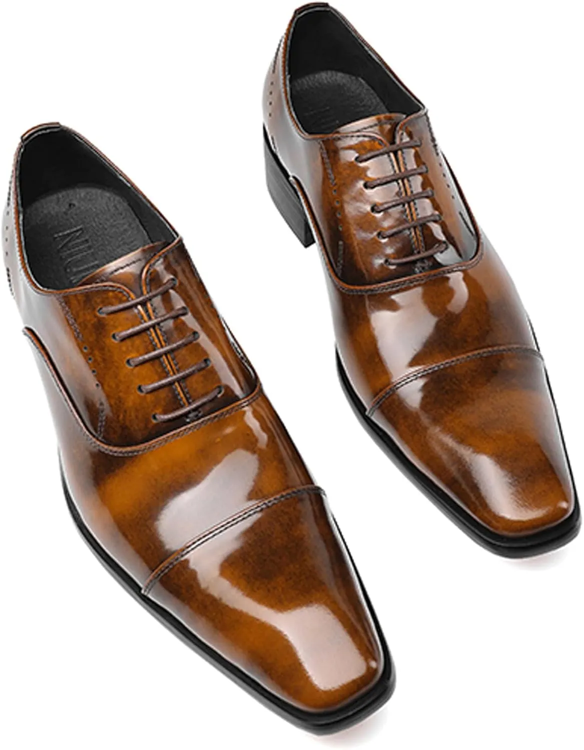 Men's Handcrafted Oxford Dress Shoes | Genuine Leather Brogue Derby for Business/Wedding/Tuxedo | Cushioned Outsole Formal Shoes | Prom & Casual Luxury Footwear