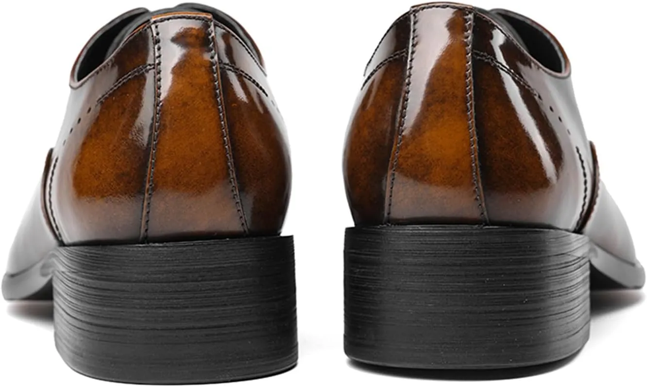 Men's Handcrafted Oxford Dress Shoes | Genuine Leather Brogue Derby for Business/Wedding/Tuxedo | Cushioned Outsole Formal Shoes | Prom & Casual Luxury Footwear