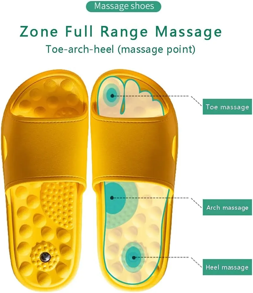 Mens House Slippers for Women, Sole Magnet Massage Slippers for Men and Women, Bathroom Quick-drying Sandals Couples Slippers Non-slip Bath Spa Shoes with Arch Support