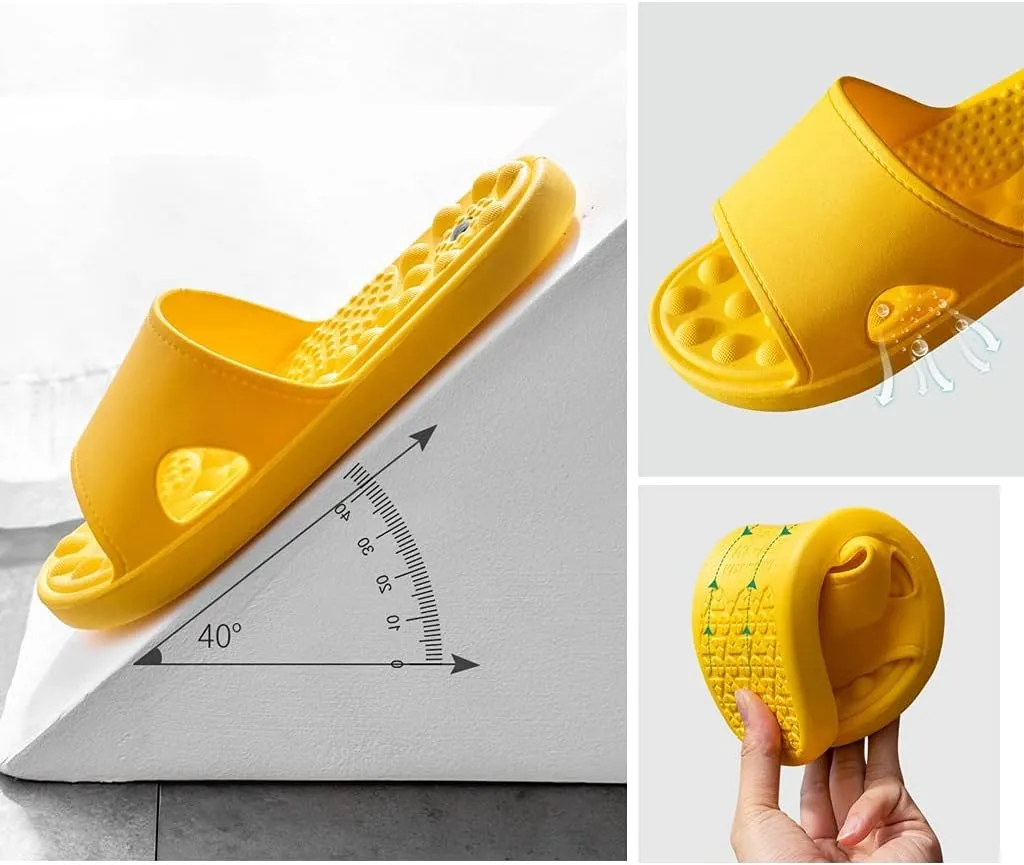 Mens House Slippers for Women, Sole Magnet Massage Slippers for Men and Women, Bathroom Quick-drying Sandals Couples Slippers Non-slip Bath Spa Shoes with Arch Support