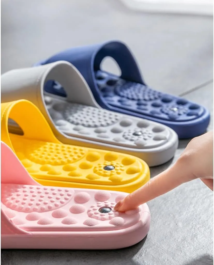 Mens House Slippers for Women, Sole Magnet Massage Slippers for Men and Women, Bathroom Quick-drying Sandals Couples Slippers Non-slip Bath Spa Shoes with Arch Support