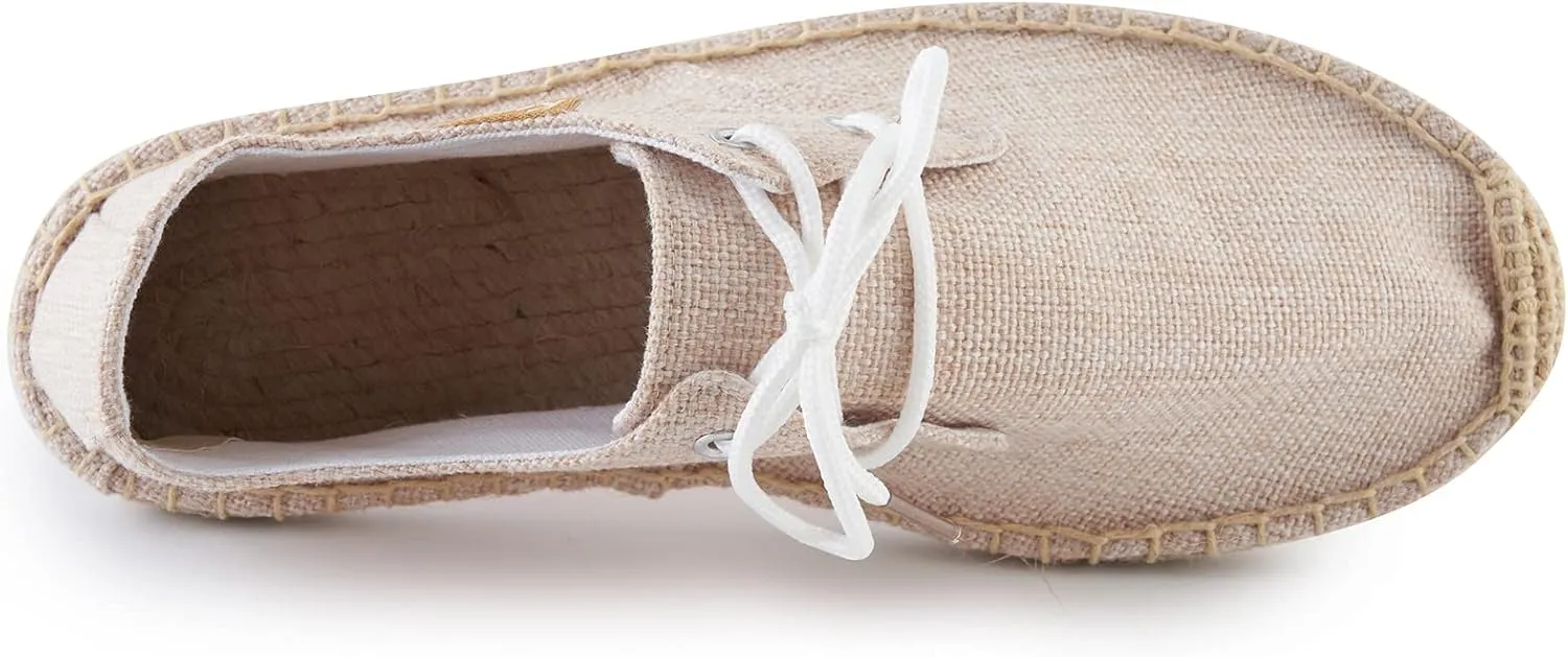 Men's Lace up Casual Canvas Slip on Flat Espadrille Shoes