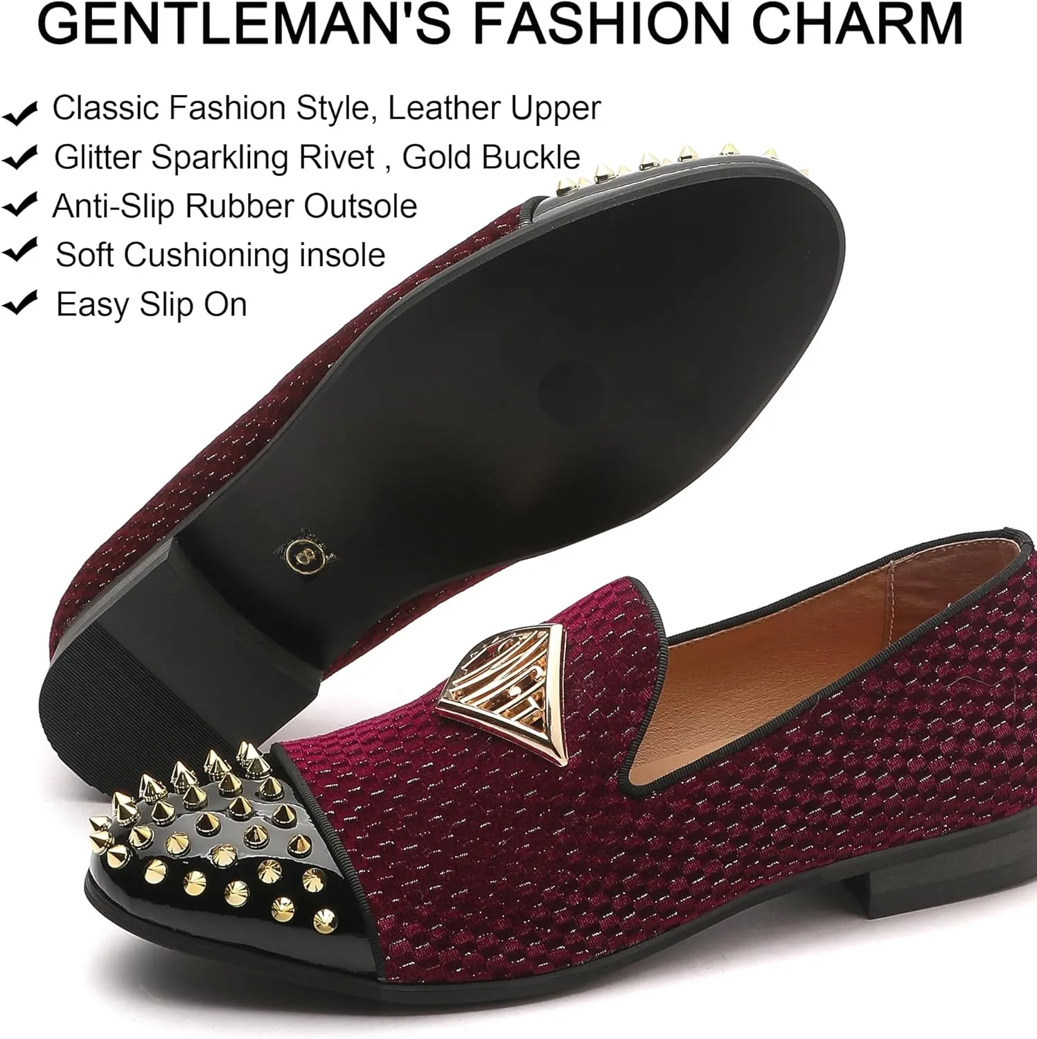 Mens Leopard Loafers Leather Embroidery Spiked Slip on Dress Shoes Slipper Luxury Fashion Penny Prom