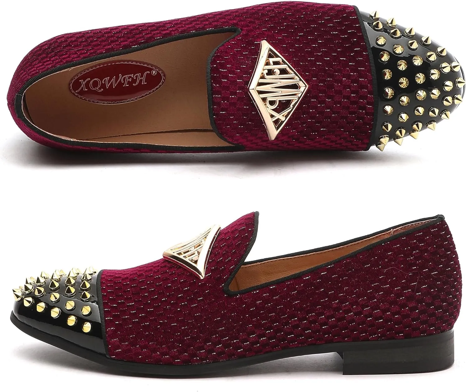 Mens Leopard Loafers Leather Embroidery Spiked Slip on Dress Shoes Slipper Luxury Fashion Penny Prom