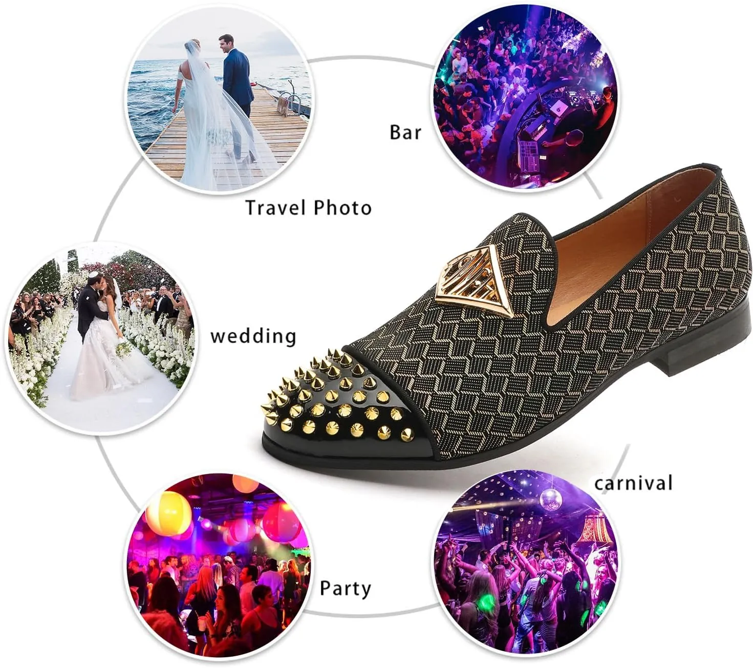 Mens Leopard Loafers Leather Embroidery Spiked Slip on Dress Shoes Slipper Luxury Fashion Penny Prom