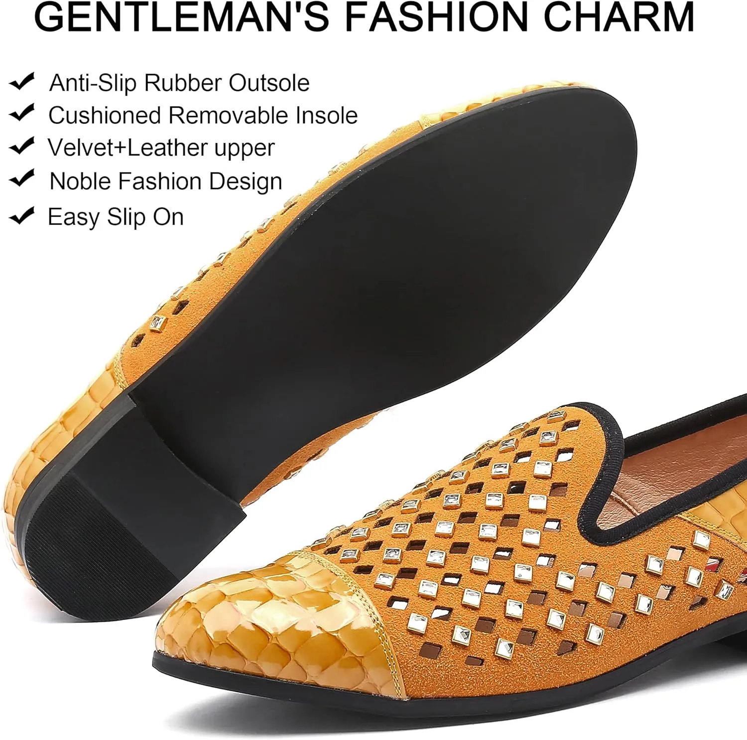 Mens Leopard Loafers Leather Embroidery Spiked Slip on Dress Shoes Slipper Luxury Fashion Penny Prom