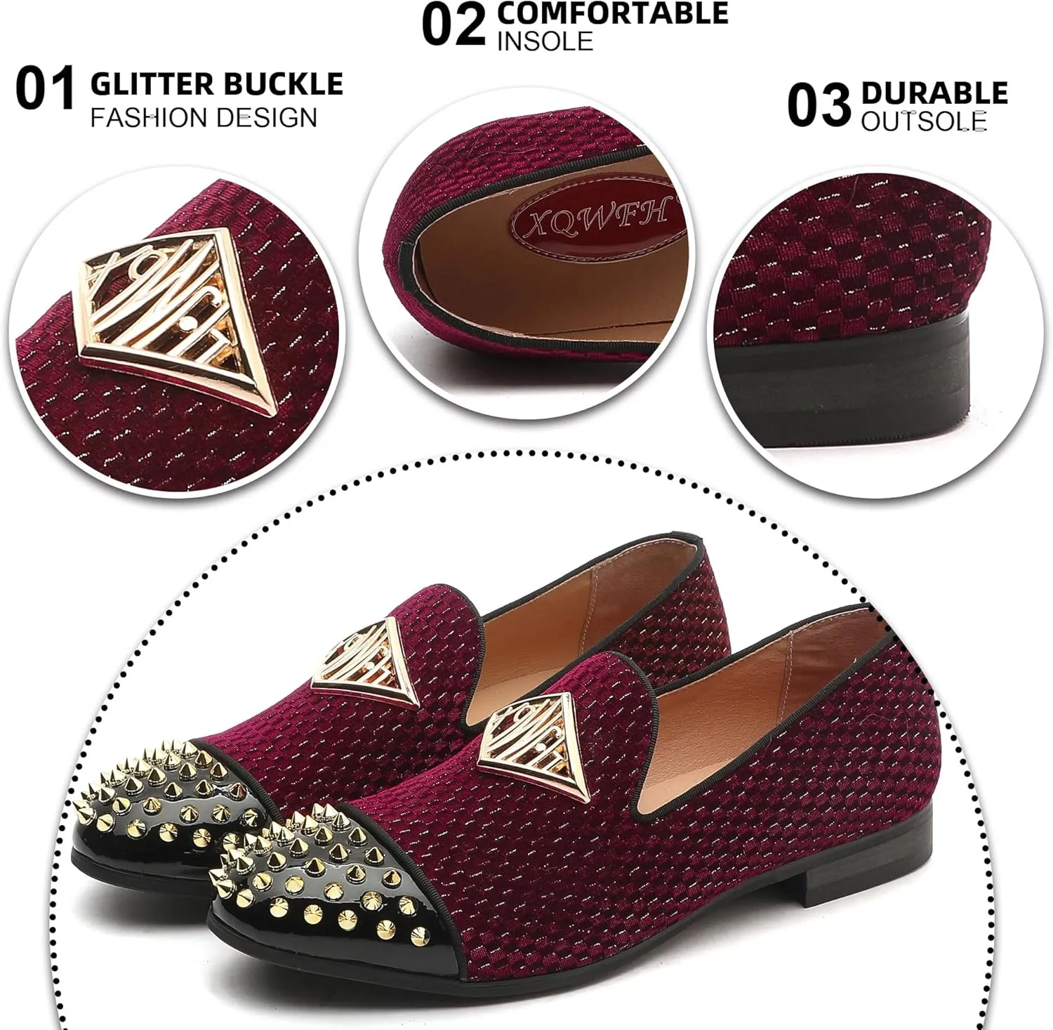 Mens Leopard Loafers Leather Embroidery Spiked Slip on Dress Shoes Slipper Luxury Fashion Penny Prom