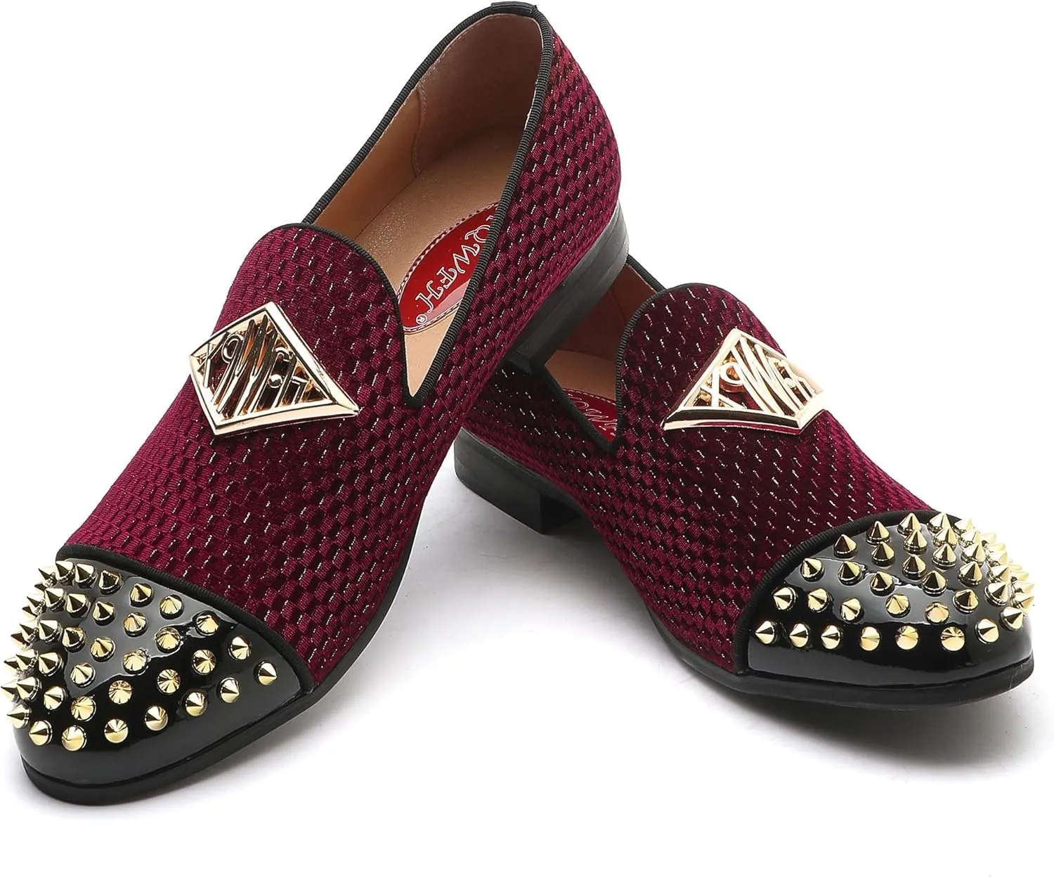 Mens Leopard Loafers Leather Embroidery Spiked Slip on Dress Shoes Slipper Luxury Fashion Penny Prom