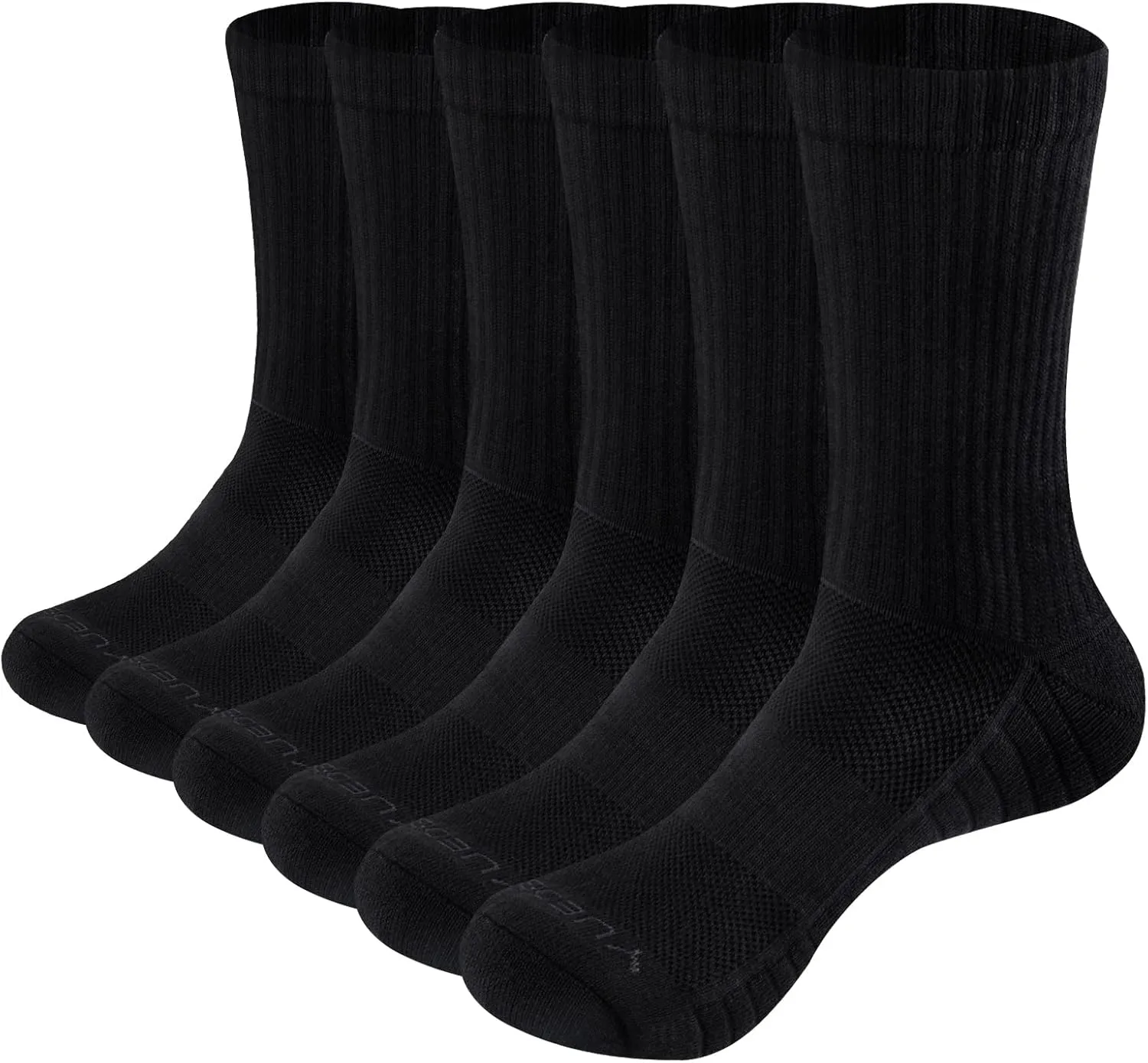 Men's Moisture Wicking Cushioned Cotton Casual Everyday Work Gym Training Athletic Crew Socks For Men, 6 Pairs/Pack