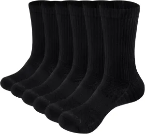 Men's Moisture Wicking Cushioned Cotton Casual Everyday Work Gym Training Athletic Crew Socks For Men, 6 Pairs/Pack