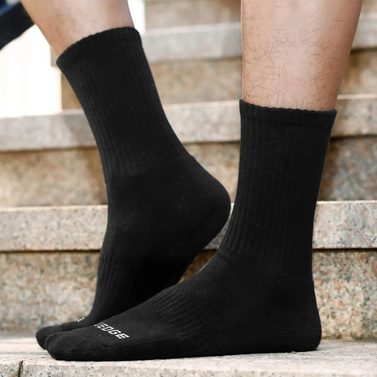 Men's Moisture Wicking Cushioned Cotton Casual Everyday Work Gym Training Athletic Crew Socks For Men, 6 Pairs/Pack