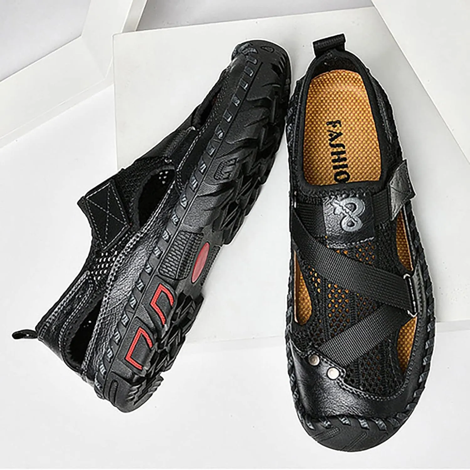 Men's Sandals 2024 New Summer Sandals For Men's Breathable Korean Edition Slip On Cowhide Beach Leather Shoes
