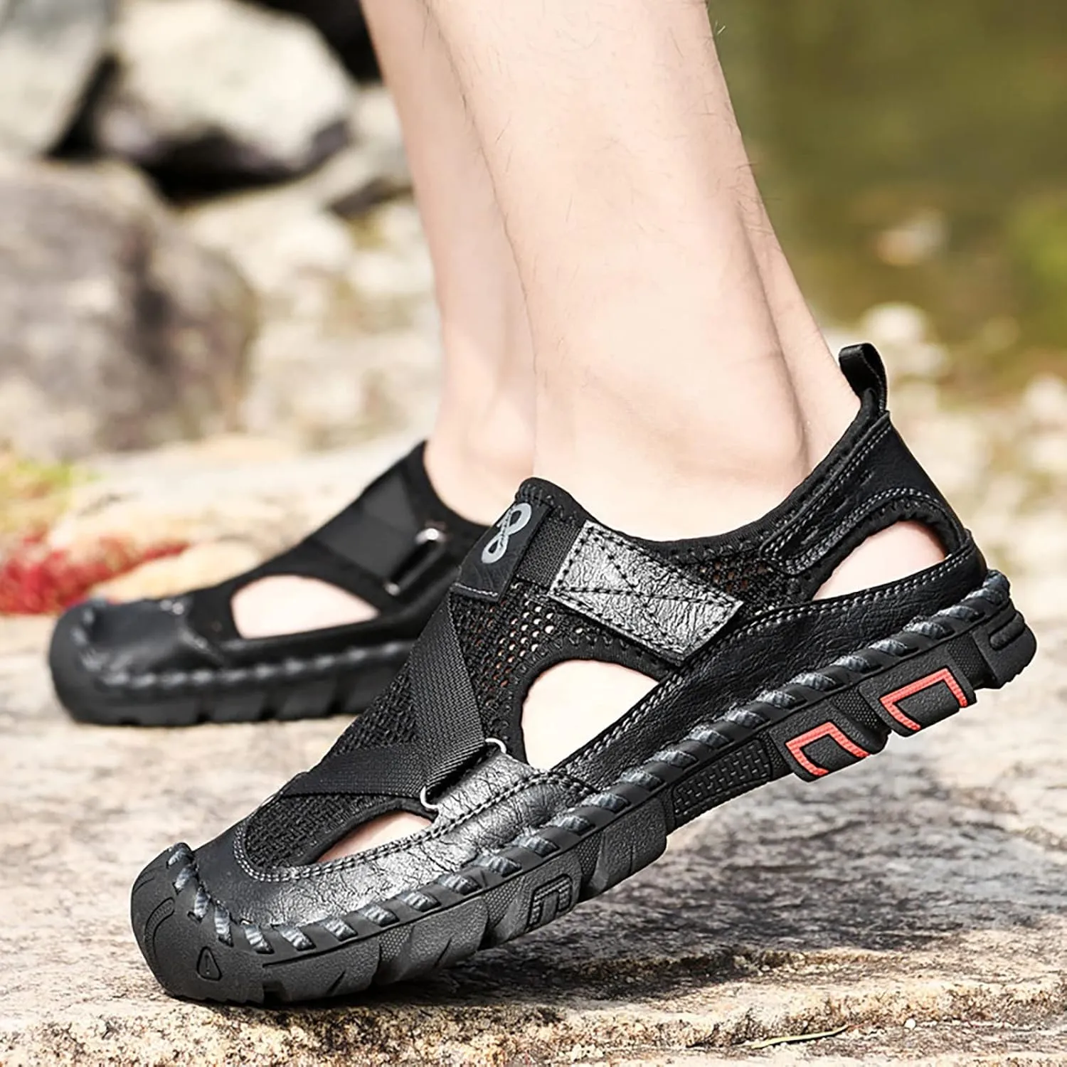 Men's Sandals 2024 New Summer Sandals For Men's Breathable Korean Edition Slip On Cowhide Beach Leather Shoes