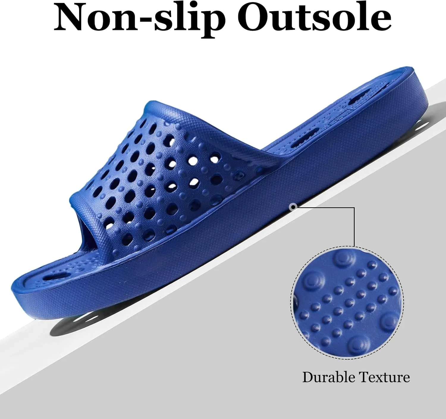 Mens Shower Shoes With Holes Dry Quickly Bath Slippers Womens Non Slip Indoor Home Bedroom Pool Spa Guest College Dorm