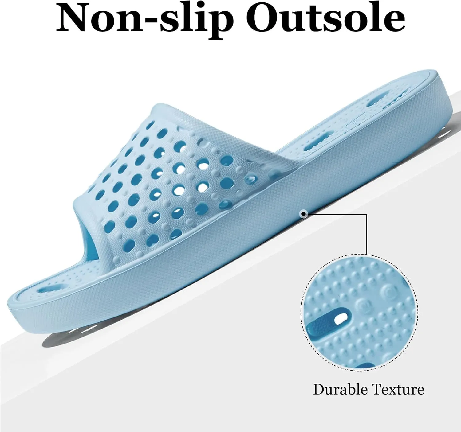 Mens Shower Shoes With Holes Dry Quickly Bath Slippers Womens Non Slip Indoor Home Bedroom Pool Spa Guest College Dorm