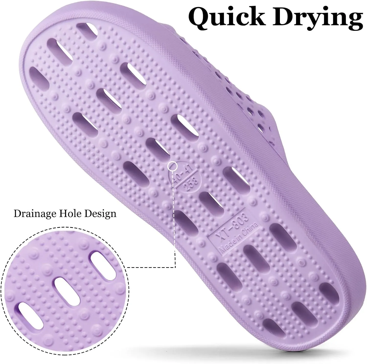 Mens Shower Shoes With Holes Dry Quickly Bath Slippers Womens Non Slip Indoor Home Bedroom Pool Spa Guest College Dorm