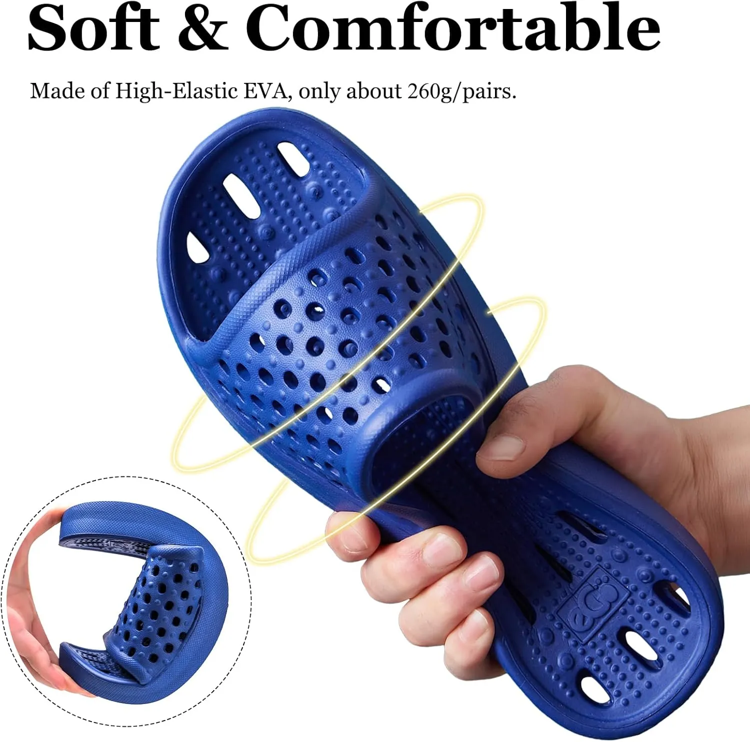 Mens Shower Shoes With Holes Dry Quickly Bath Slippers Womens Non Slip Indoor Home Bedroom Pool Spa Guest College Dorm