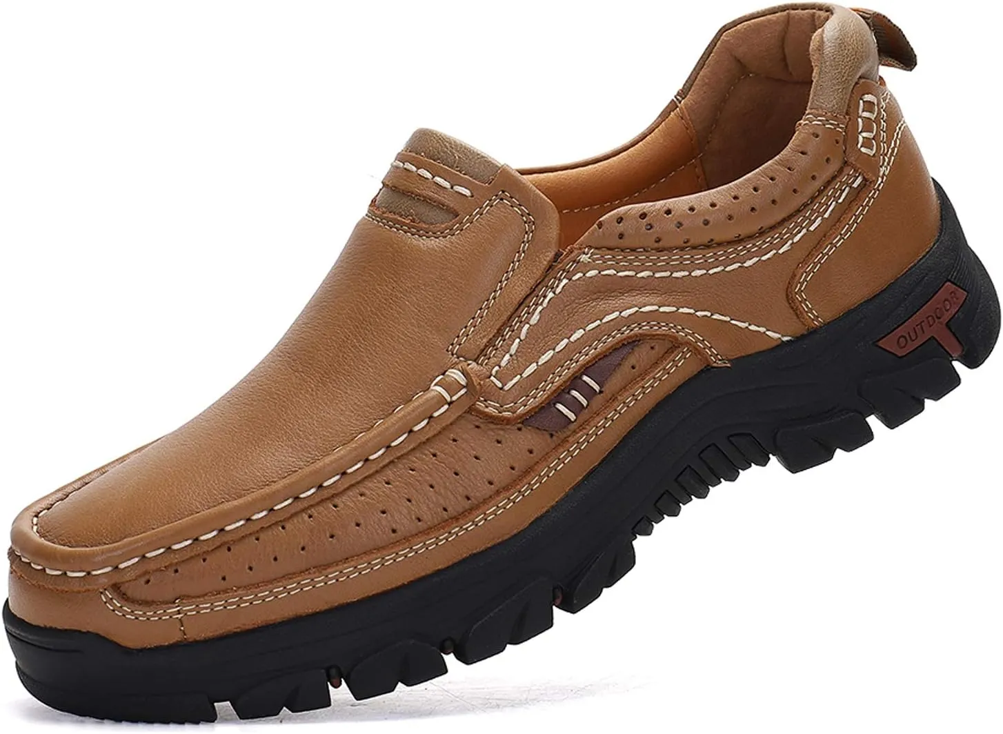 Mens Slip On Casual Shoes Leather Comfortable Walking Loafers