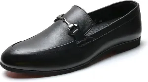 Men's Slip-On Leather Oxford Shoes - Business Casual Derby Style with Non-Slip Rubber Sole