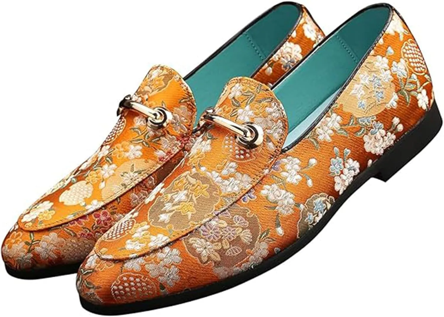 Men's Slip-On Smoking Slippers Embroidered Luxury Satin Casual Wedding Party Dress Shoes