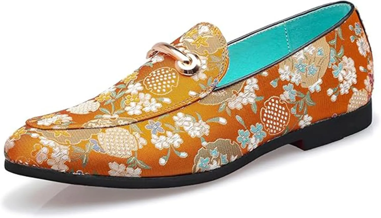 Men's Slip-On Smoking Slippers Embroidered Luxury Satin Casual Wedding Party Dress Shoes