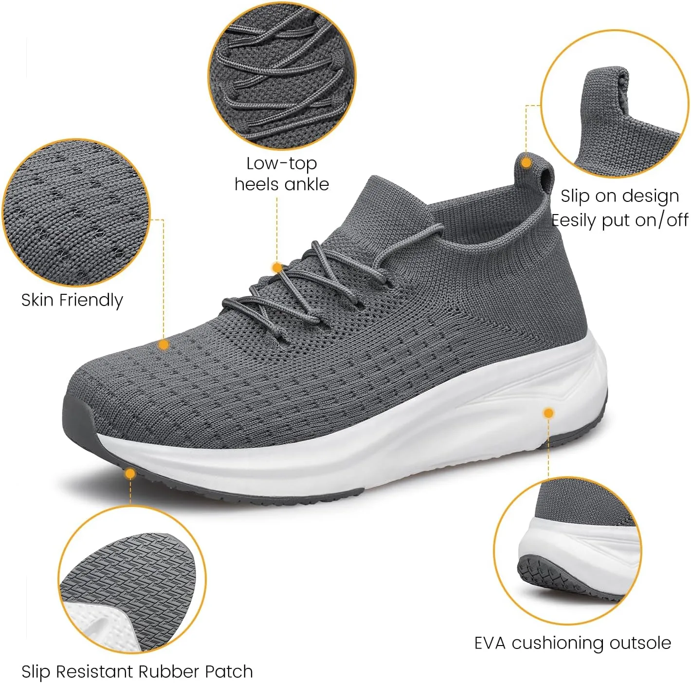 Mens Slip on Walking Shoes Comfort Sock Shoes Non Slip Mesh Casual Running Sneakers