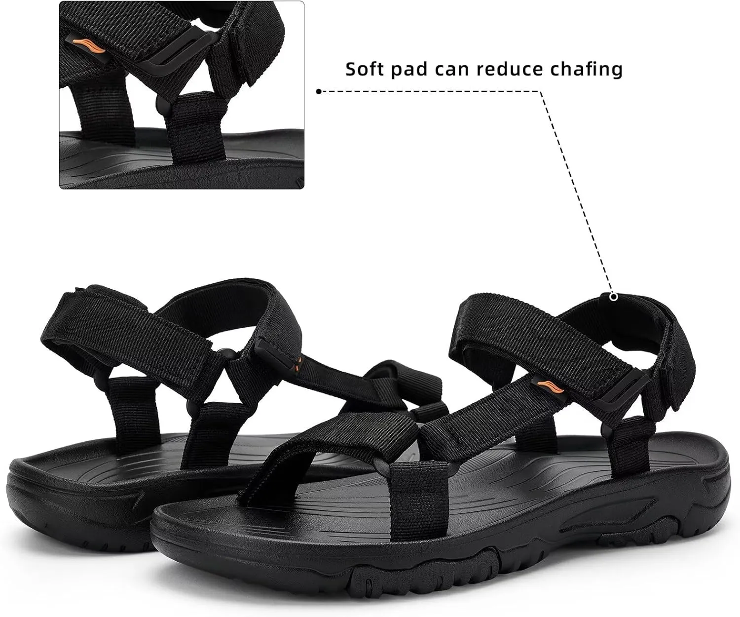 Men's Sport Hiking Sandals with Arch Support Lightweight EVA Midsole Outdoor Beach Water Sandal