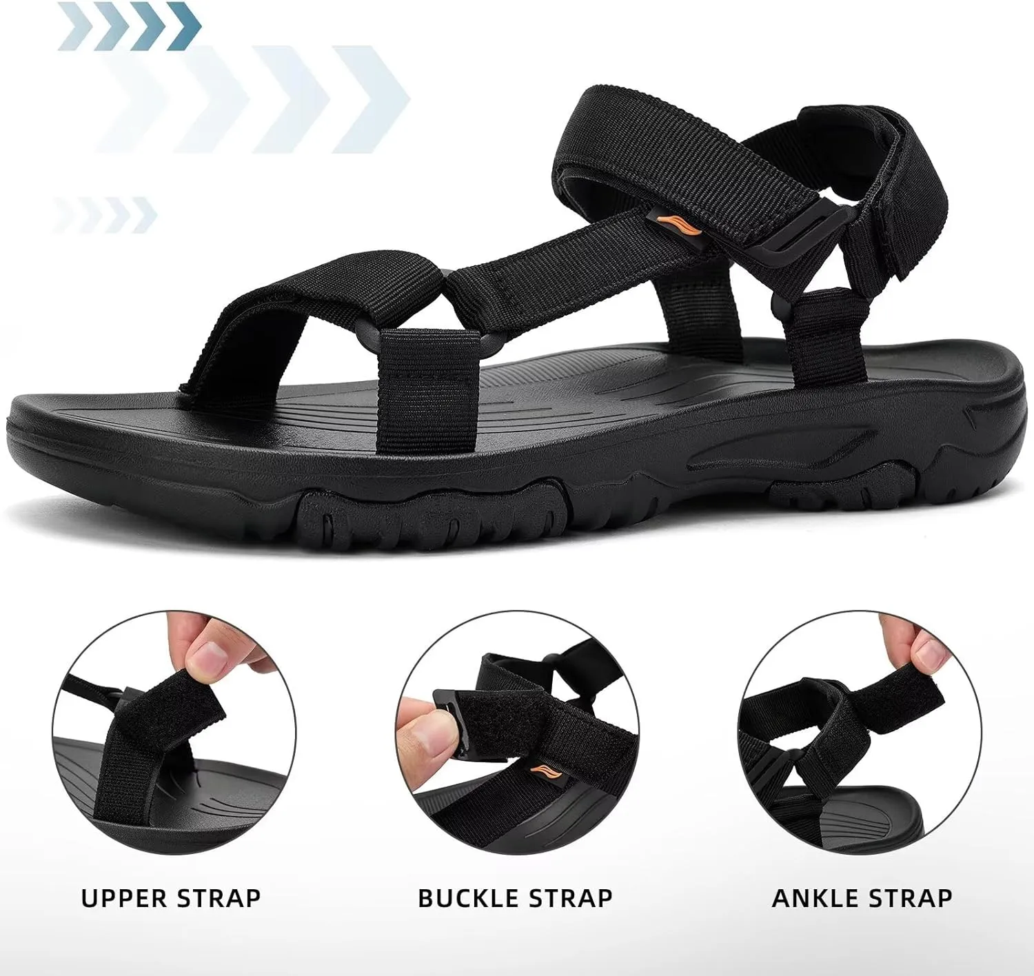Men's Sport Hiking Sandals with Arch Support Lightweight EVA Midsole Outdoor Beach Water Sandal