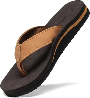 Men's Wide Flip Flop with Orthotic Arch Support Athletic Slide Thong Sandals for Men Soft Cushion Footbed
