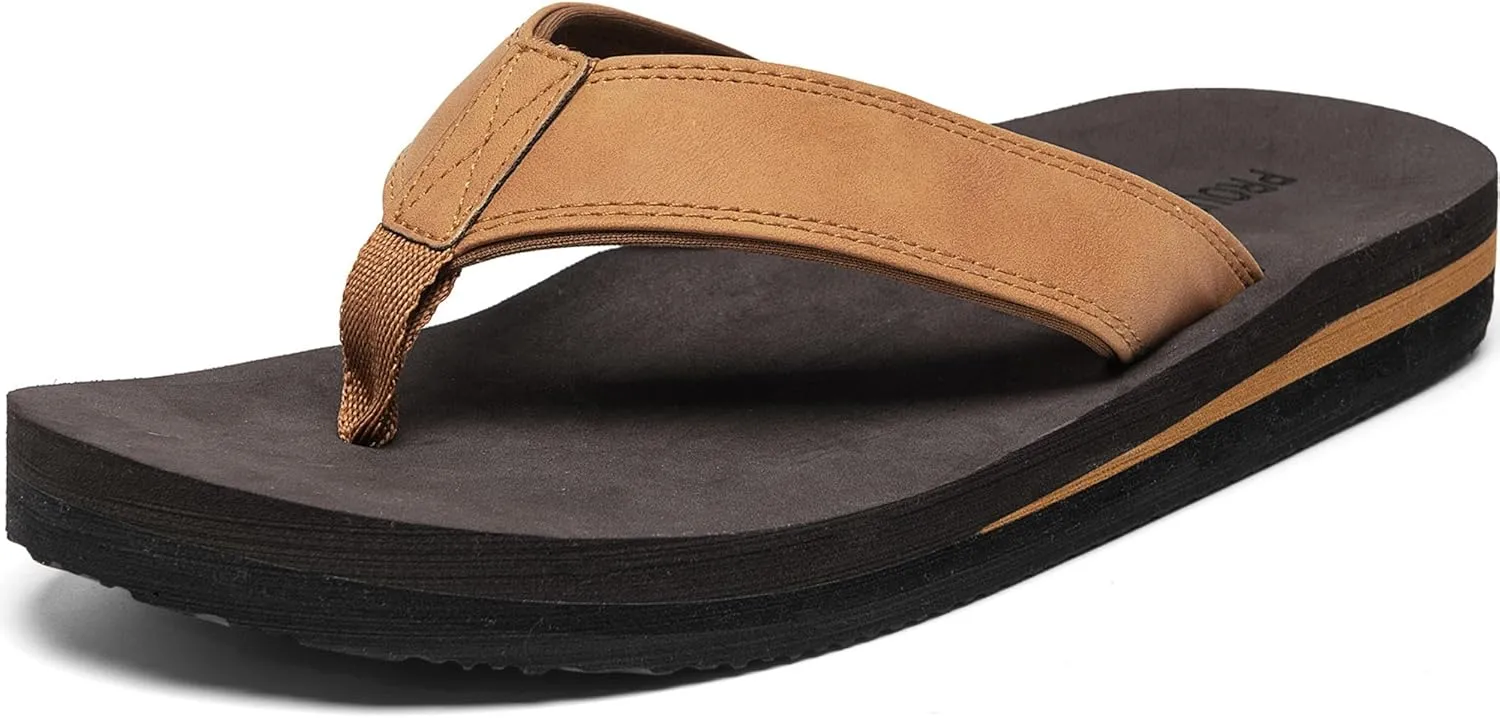 Men's Wide Flip Flop with Orthotic Arch Support Athletic Slide Thong Sandals for Men Soft Cushion Footbed