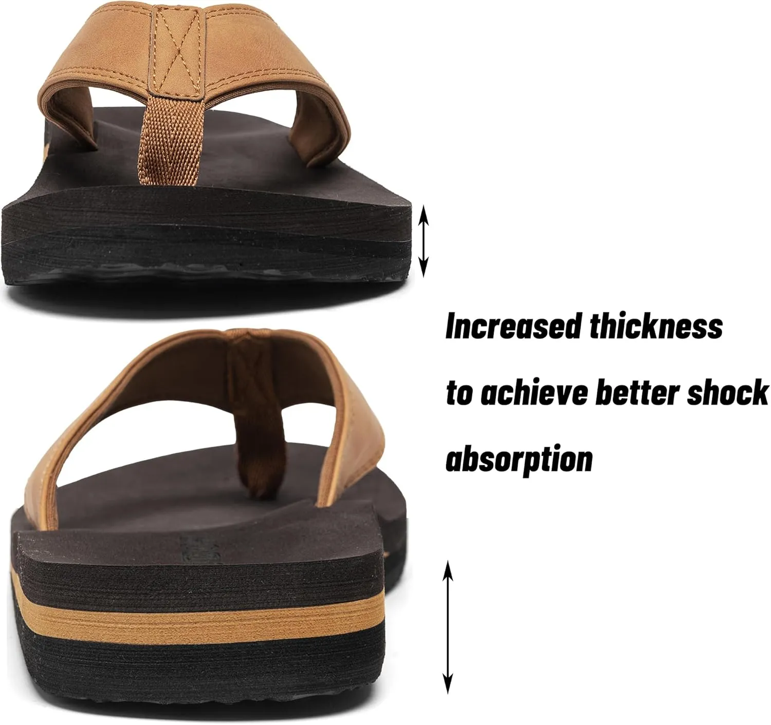 Men's Wide Flip Flop with Orthotic Arch Support Athletic Slide Thong Sandals for Men Soft Cushion Footbed