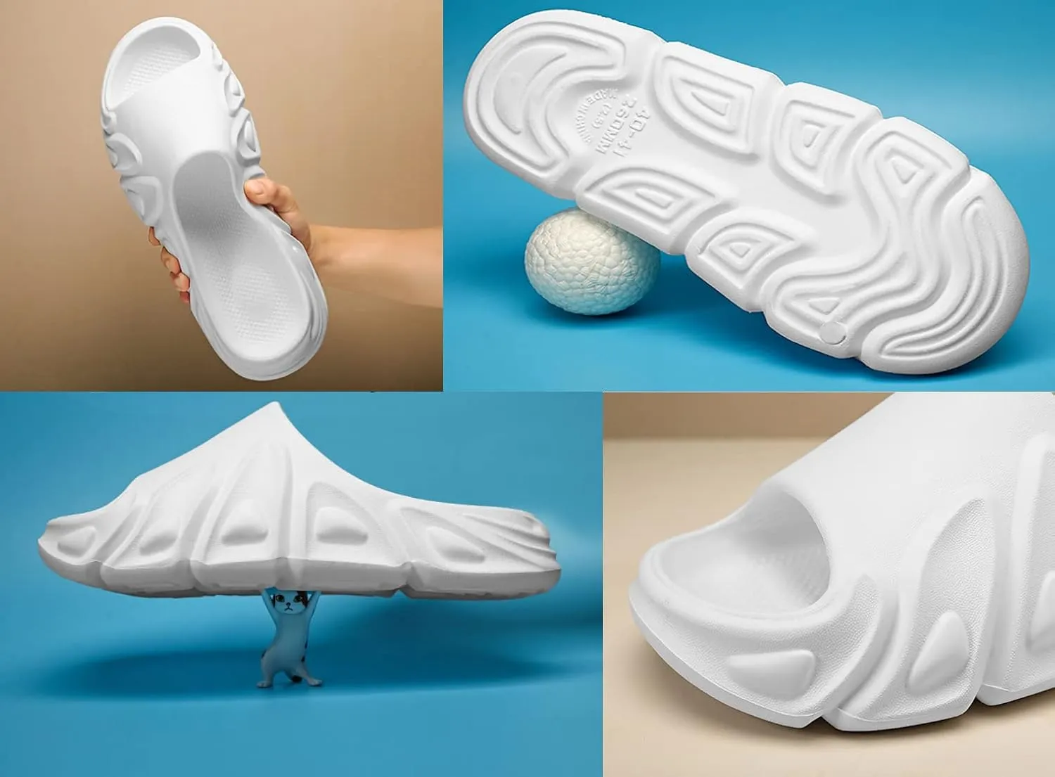 Men's Women's Flame Cloud Slide Slippers Slip Resistant Thick Bottom Massage Shower Spa Slippers Open Toe Cuddle Sandals Fitness Home Shoes