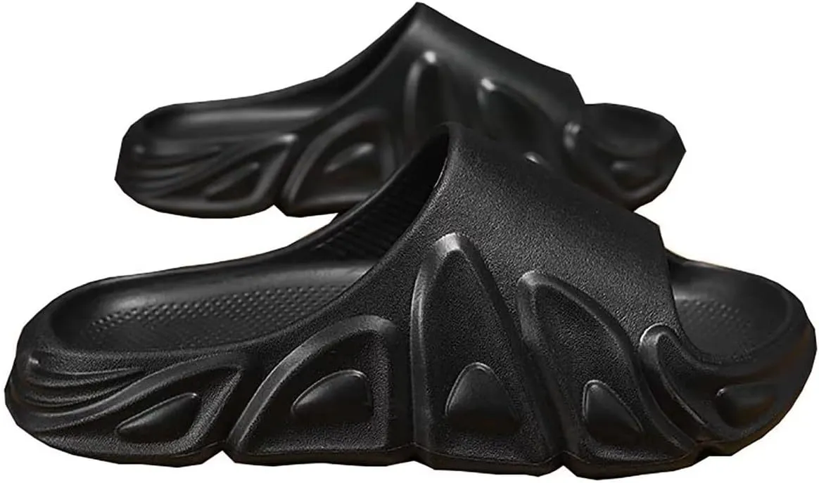 Men's Women's Flame Cloud Slide Slippers Slip Resistant Thick Bottom Massage Shower Spa Slippers Open Toe Cuddle Sandals Fitness Home Shoes