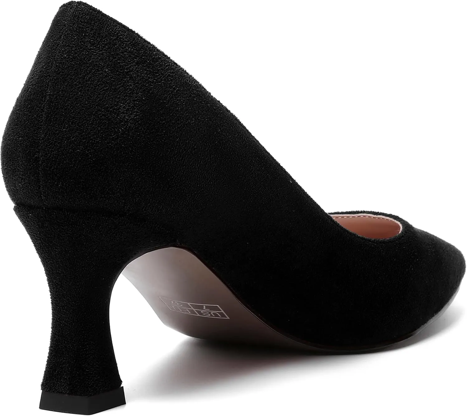 MERRORI Womens Pointed Toe Suede Casual Solid Office Slip On Kitten Mid Heel Pumps Shoes 2.5 Inch