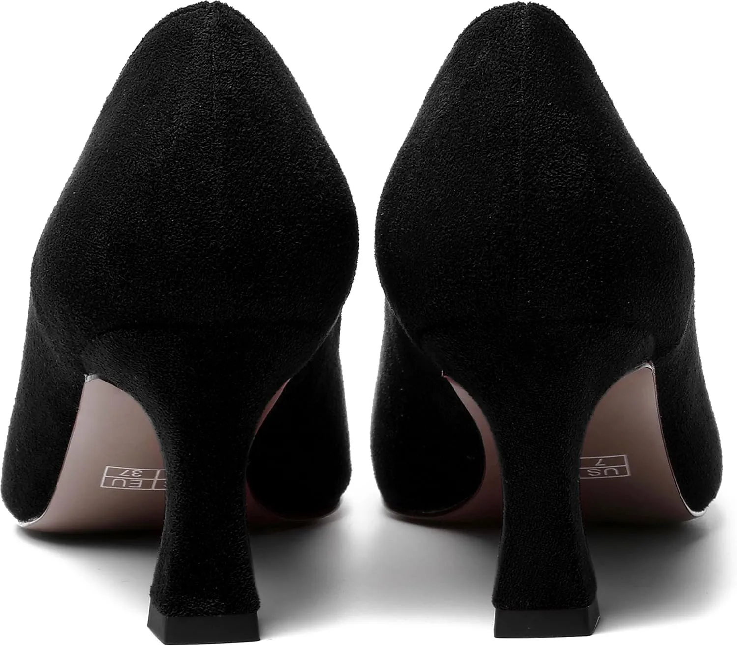 MERRORI Womens Pointed Toe Suede Casual Solid Office Slip On Kitten Mid Heel Pumps Shoes 2.5 Inch