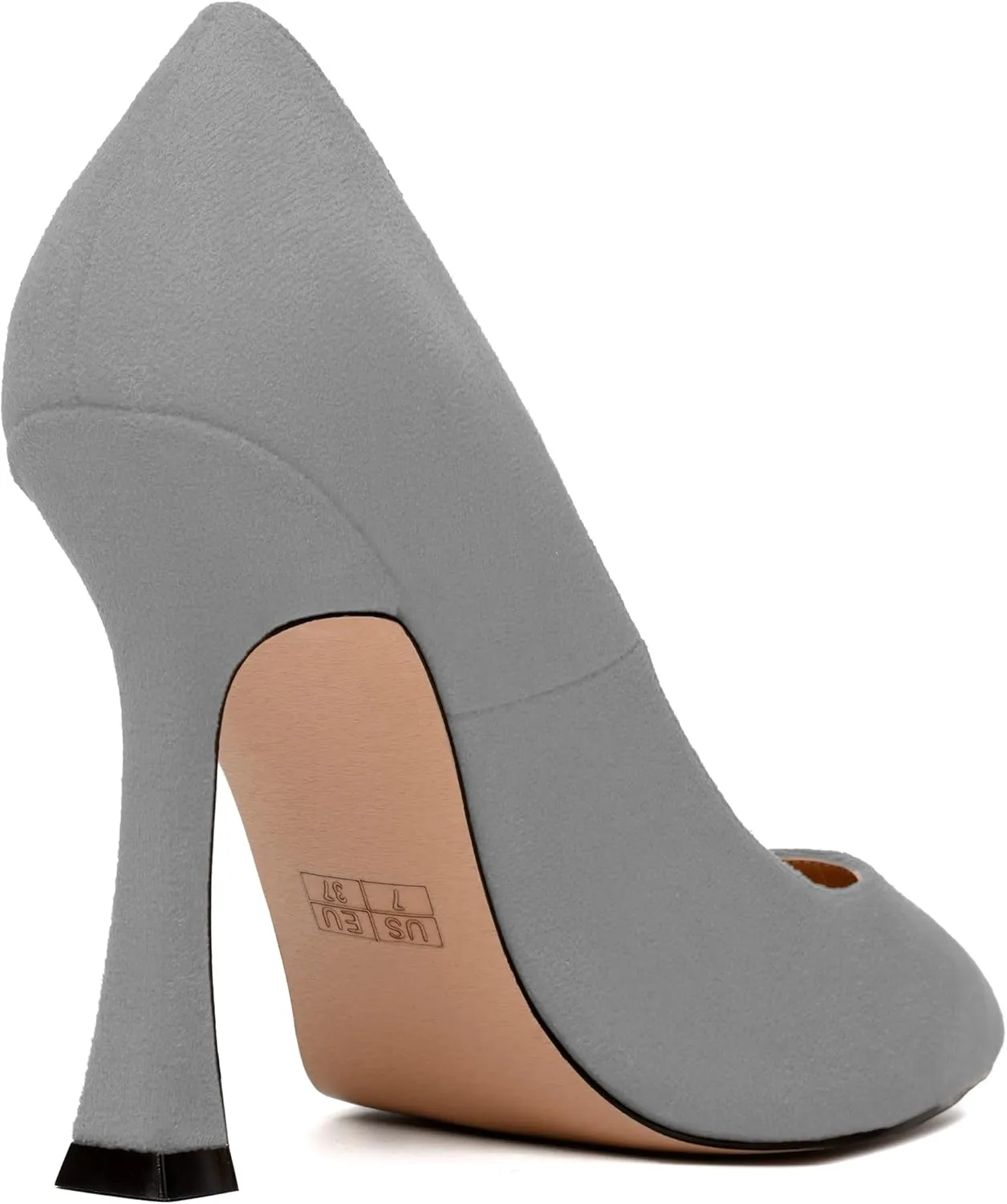 MERRORI Women's Stiletto High Heels Pointed Toe Solid Dress Suede Evening Slip On Heel Pumps Shoes 4 Inch