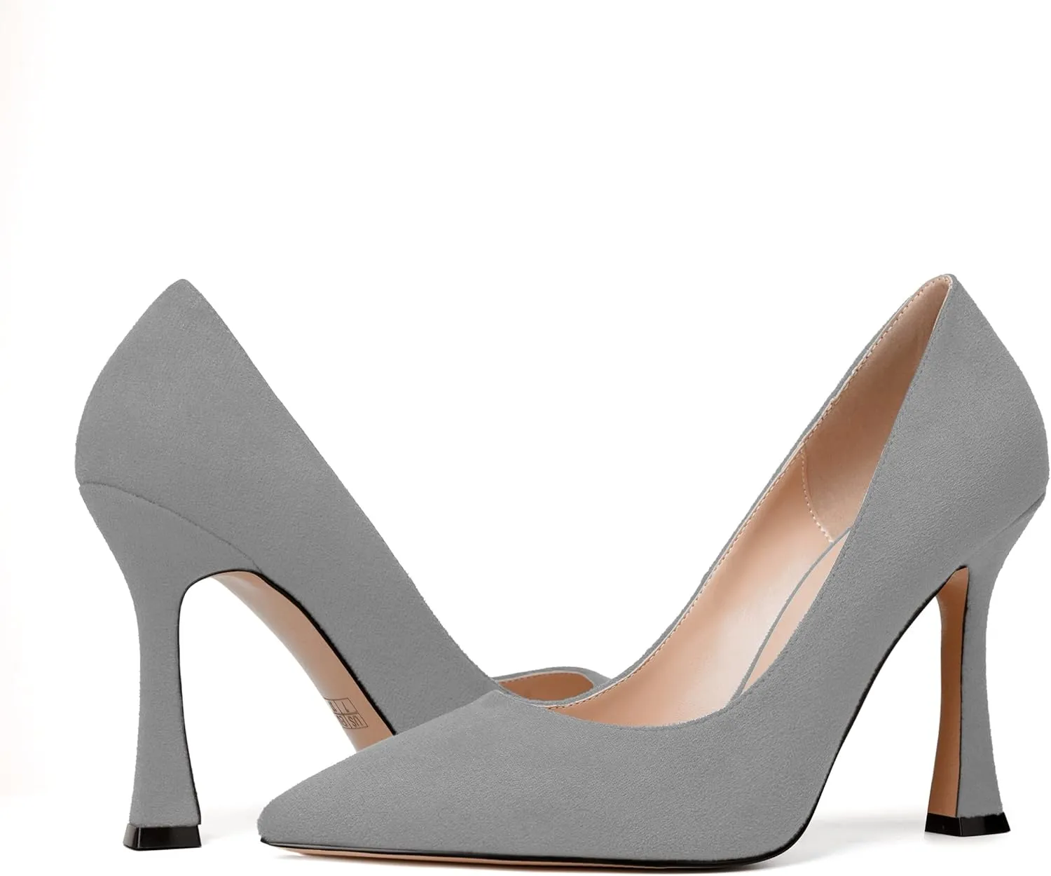 MERRORI Women's Stiletto High Heels Pointed Toe Solid Dress Suede Evening Slip On Heel Pumps Shoes 4 Inch
