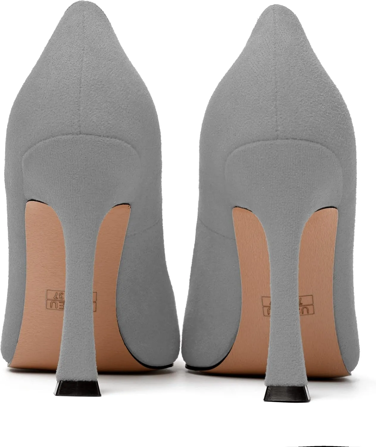 MERRORI Women's Stiletto High Heels Pointed Toe Solid Dress Suede Evening Slip On Heel Pumps Shoes 4 Inch