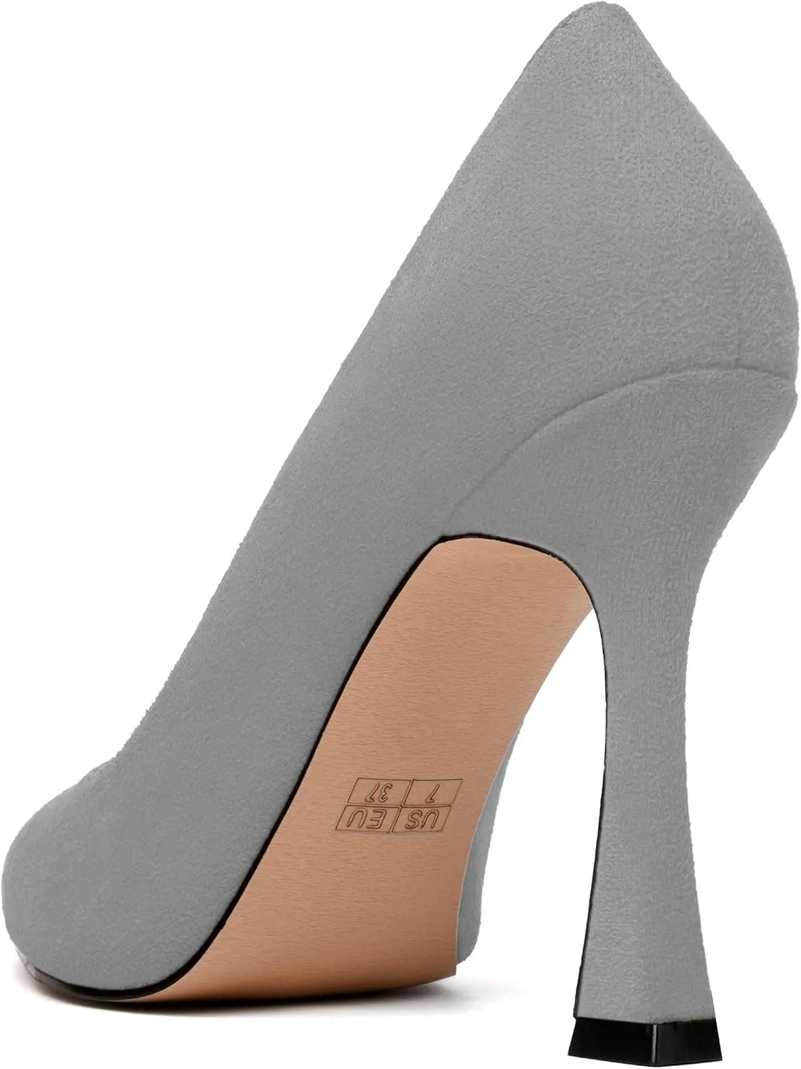 MERRORI Women's Stiletto High Heels Pointed Toe Solid Dress Suede Evening Slip On Heel Pumps Shoes 4 Inch